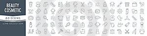 Beauty and cosmetic line icons collection. Big UI icon set in a flat design. Thin outline icons pack. Vector illustration EPS10