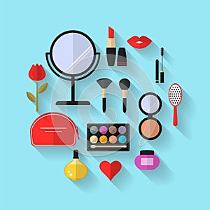 Beauty, Cosmetic and Makeup Vector flat Icons