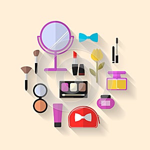 Beauty, Cosmetic and Makeup Vector flat Icons