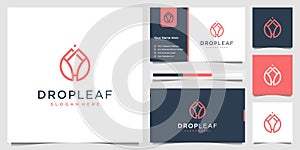 Beauty drop leaf luxury logo oil with leaf liner concept. logo design and business card