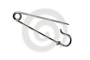 Beauty elegant safety pin broche isolated on white background photo