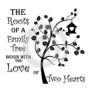 The Roots of a Family Tree begin with the Love of Two Hearts sticker print photo