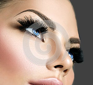 Beauty Face Makeup. Eyelashes extensions photo