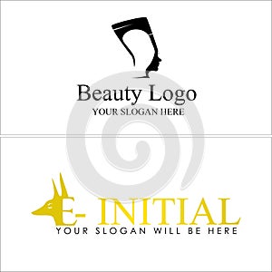 Beauty face woman eyelash extension logo design