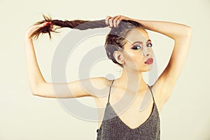 Beauty and fashion, makeup and cosmetics, youth and sexuality, hairdresser photo