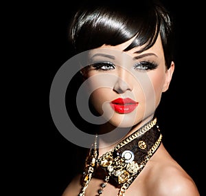 Beauty fashion model girl with short hair