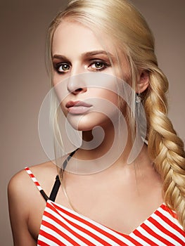 Beauty fashion portrait.blond girl