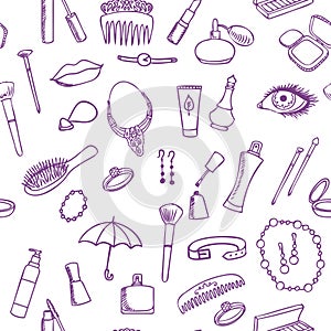 Beauty fashion seamless sketch pattern vector