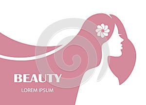 Beauty female profile face silhouette with long hair