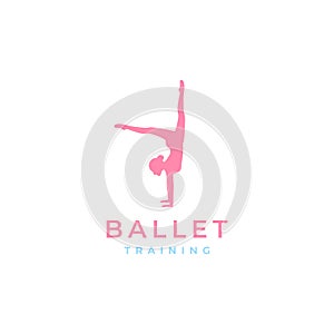 beauty female training dance ballet modern logo design icon vector illustration