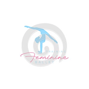 beauty female training dance ballet modern logo design icon vector illustration