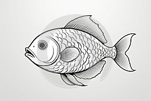Fish pattern with black and white lines,Generative AI