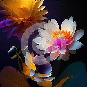 the beauty of flowers with a dynamic composition and a pop of color illustration