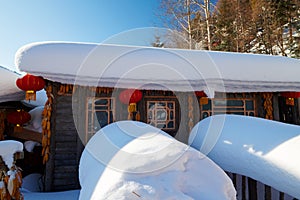 The beauty folk house with snow