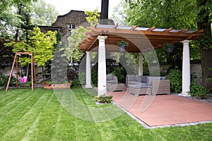 Beauty garden with modern gazebo