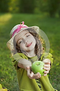 Beauty girl with apple