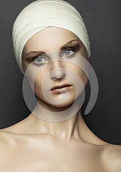 Beauty girl bandage plastic surgery make up face