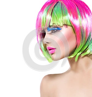 Beauty girl with colorful dyed hair