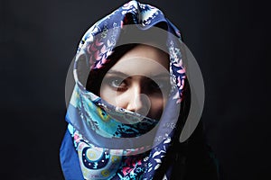 Beauty girl in colorful hijab. fashion oriental woman