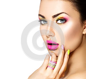 Beauty girl with colorful makeup