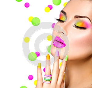 Beauty girl with colorful makeup