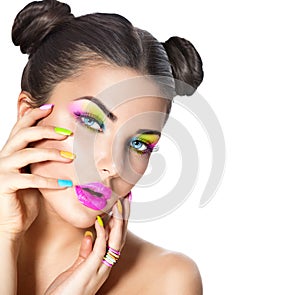 Beauty girl with colorful makeup