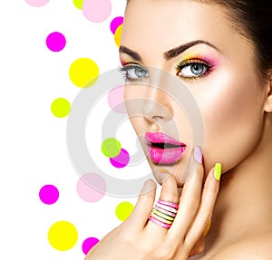 Beauty girl with colorful makeup