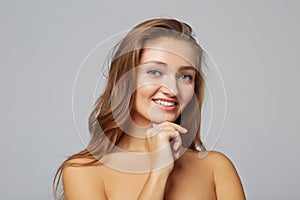 A beauty girl, on gray background