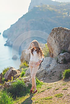 Beauty Girl Outdoors enjoying nature.