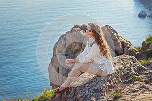 Beauty Girl Outdoors enjoying nature.