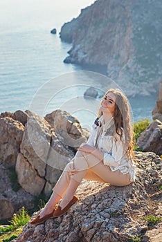 Beauty Girl Outdoors enjoying nature.