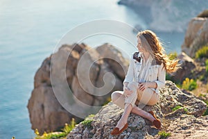 Beauty Girl Outdoors enjoying nature.