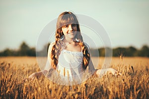 Beauty Girl Outdoors enjoying nature