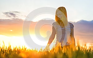 Beauty Girl Outdoors enjoying nature