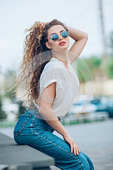 Beauty Girl Outdoors enjoying nature. Beautiful