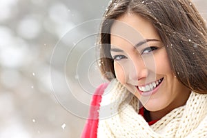 Beauty girl with perfect smile in winter