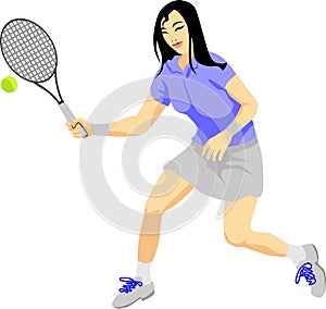 Beauty Girl Playing Tennis Sport Vector