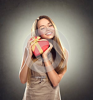 Beauty girl with Valentine gift