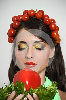 Beauty girl with Vegetables hair style.