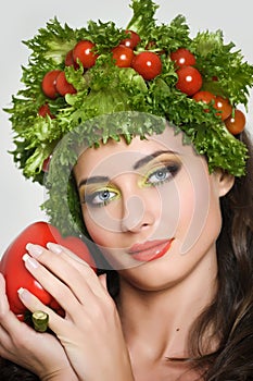 Beauty girl with Vegetables hair style.