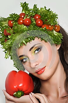 Beauty girl with Vegetables hair style.