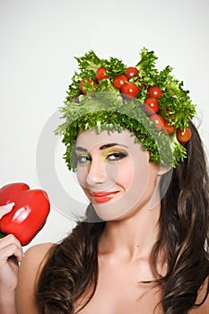 Beauty girl with Vegetables hair style.