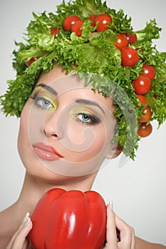 Beauty girl with Vegetables hair style.