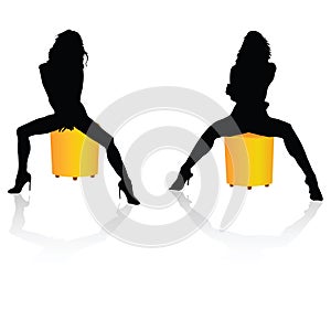 and beauty girls on tabouret vector