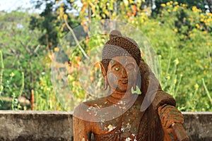 The beauty of the golden Buddha image in Lanna style in Northern Thailand, Buddhist culture.