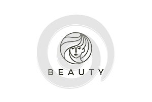 Beauty Hairdresser salon Woman Logo vector circle photo