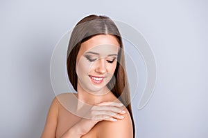 Beauty and health, dermatology concept. Cose up cropped photo of