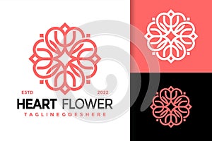 Beauty Heart Flower Logo Design, brand identity logos vector, modern logo, Logo Designs Vector Illustration Template