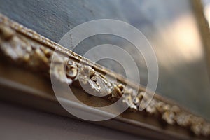 Beauty and history. Empty gold ornate picture frame