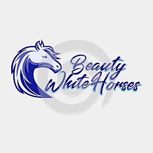 Beauty Horse Logo Design template emblem mascot vector illustration